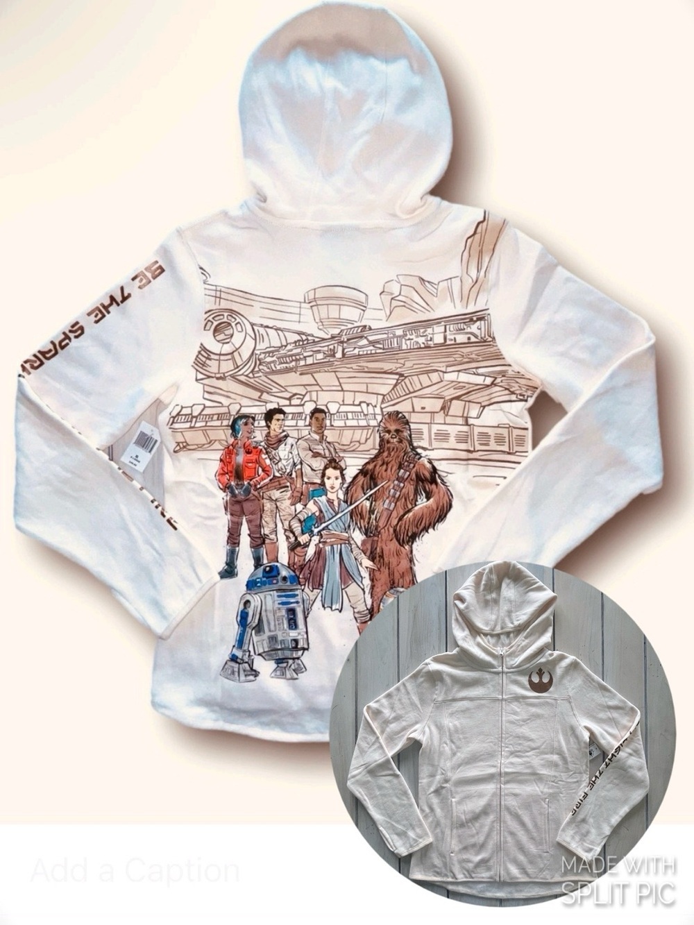 Star Wars: Galaxy's Edge Girls zip up graphic fleece hoodie - light cream